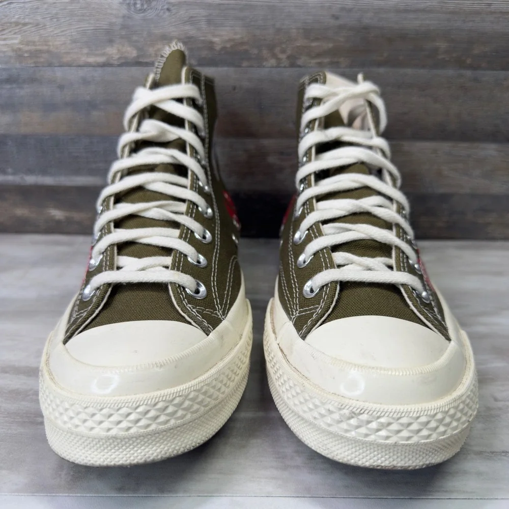 Converse Comme des Garcons PLAY Chuck 70 High Top Olive Green Size Mens 8 W 10 - Picture 4 of 11